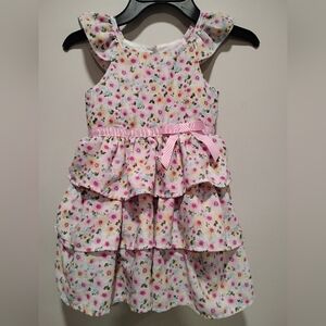 PINK & VIOLET Floral Pink Ruffle Kids Dress Size 3T